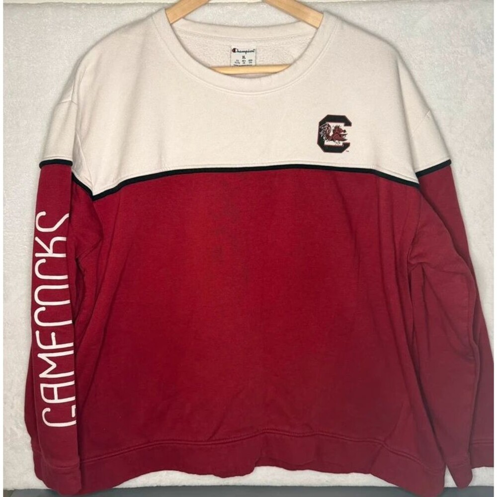 Champion South Carolina Gamecocks Colorblock Crewneck Sweatshirt XL Garnet White